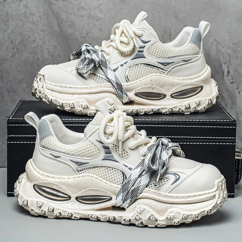 Platform Strap Sneakers - Men's Breathable Skateboard & Tennis Trainers