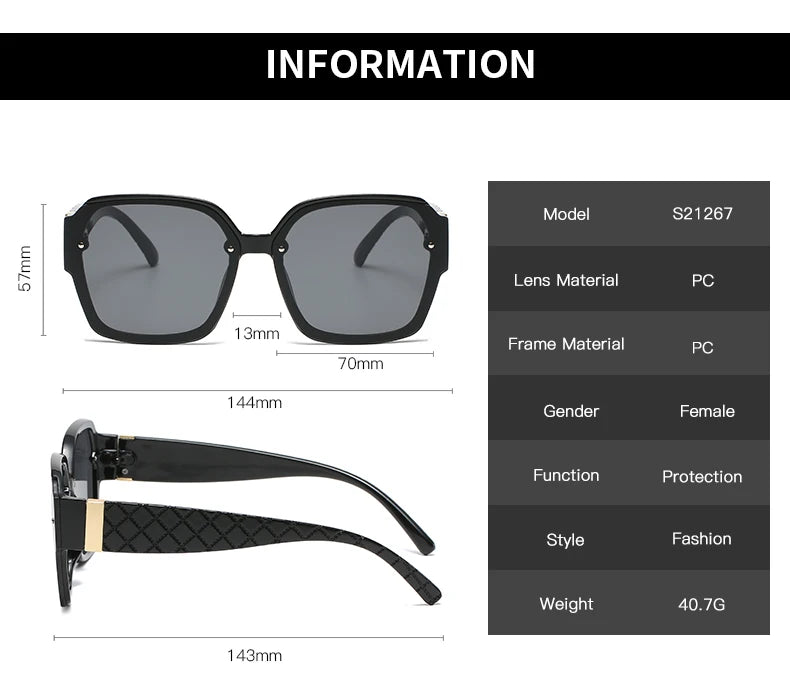 Women's 1/3pcs Classic Square Large Frame Retro Mesh  Gradient Sunglasses UV400