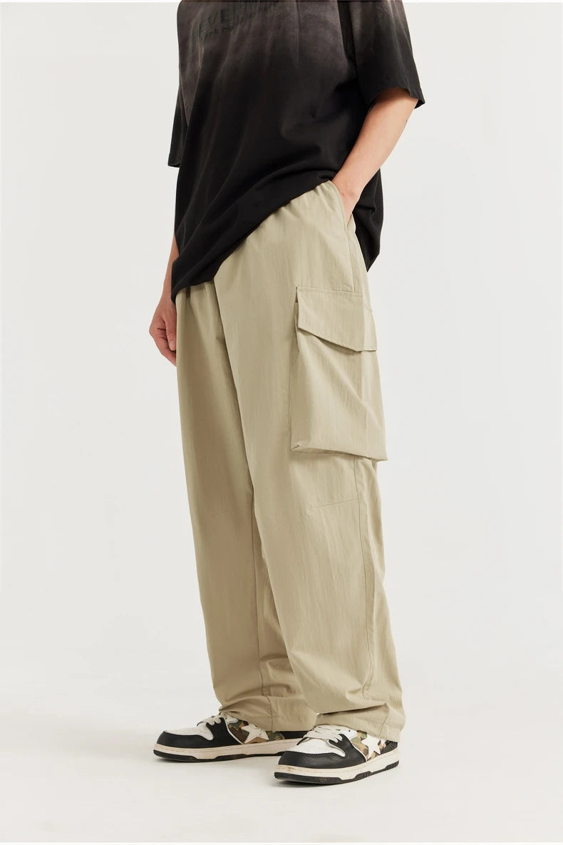 Men's Straight Leg Cargo Soft Touch Elastic Waist Casual Trousers