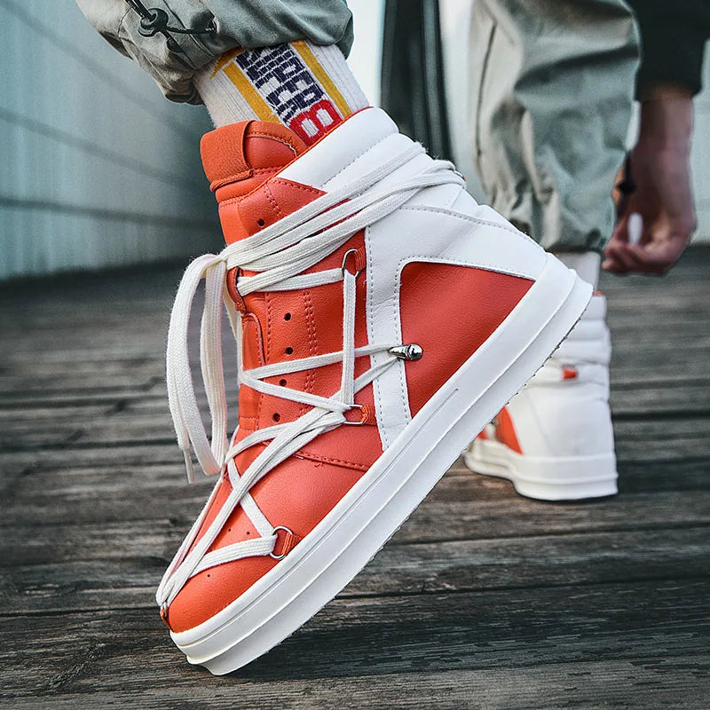 Men's Casual High-top Sports Strap Design Sneakers