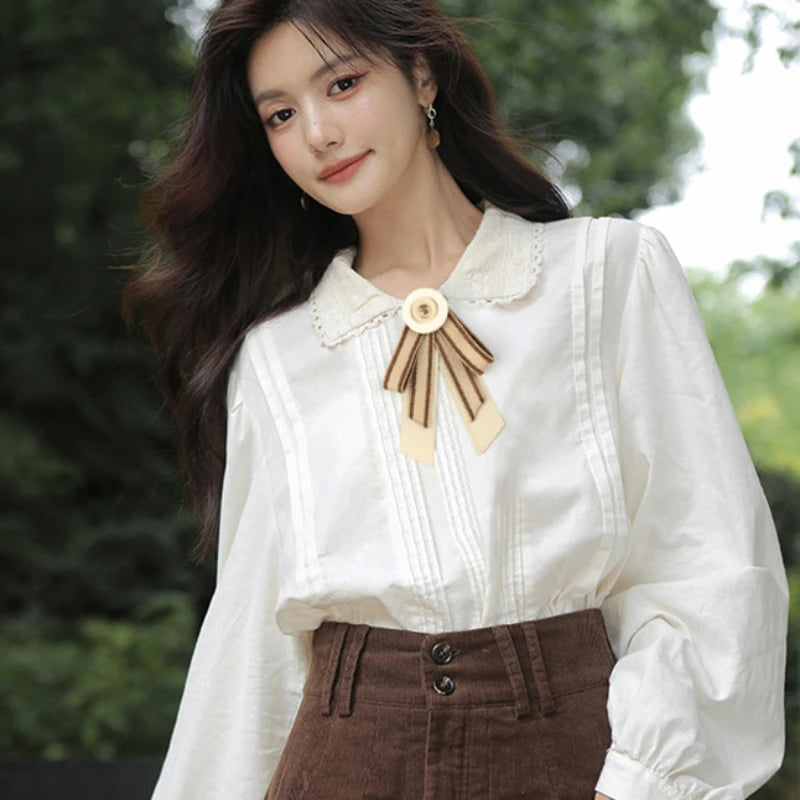 Retro Bow Brooch Pin - Sweet College Style Accessory