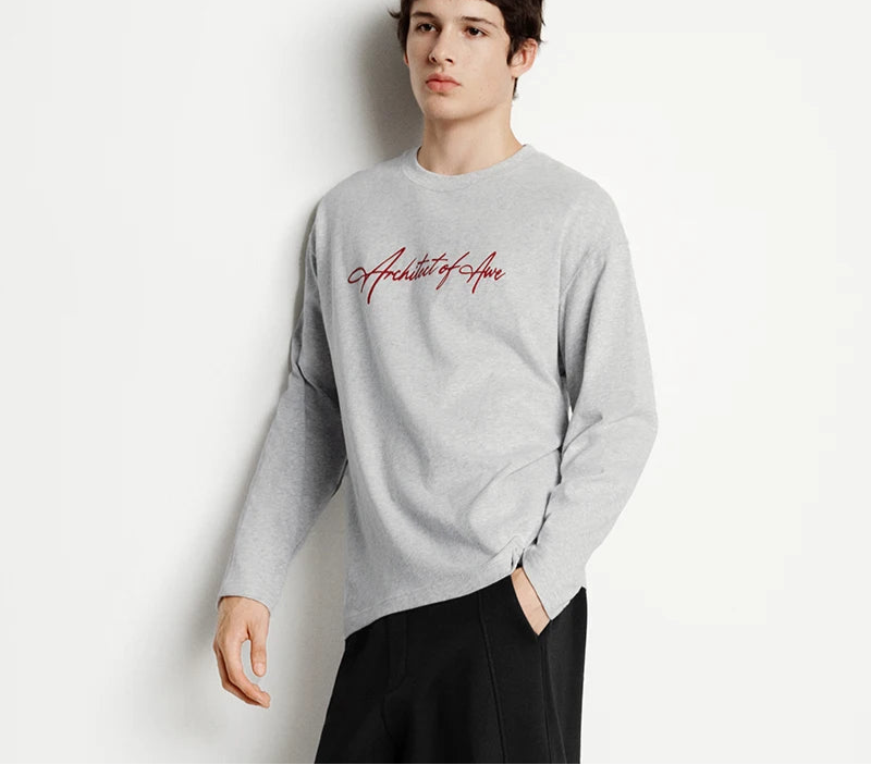 Long Sleeve T-Shirt Unisex Couple Style Basic Versatile Top Everyday Commuting Autumn