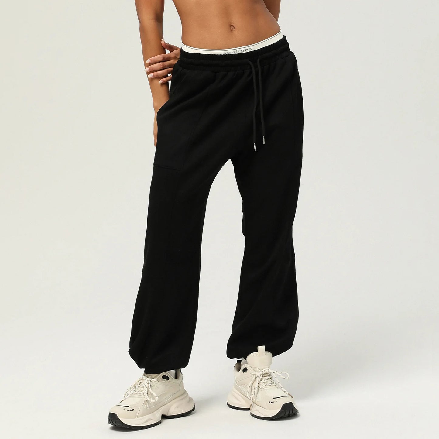 Women's Loose Drawstring Jogger Sweatpants — Breathable Pocket Sports Trousers
