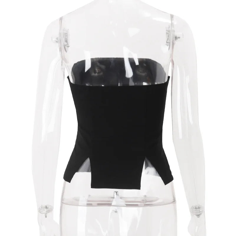 Women's Strapless 2 Piece Set - Crop Top Mini Skirt with Neck Scarf Co-ords