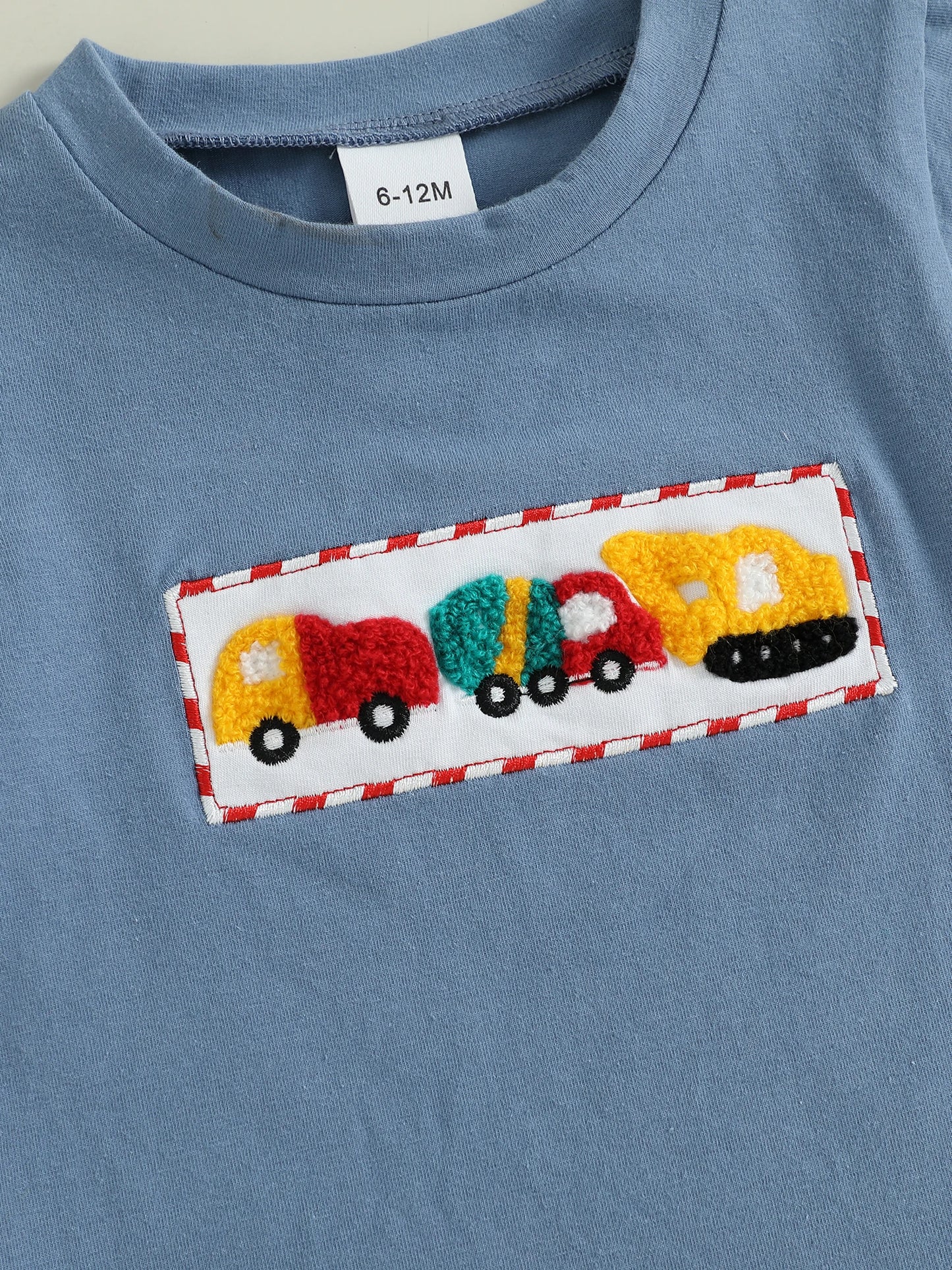 0-4Y Toddler Kids Boys Summer Clothes Sets Car Embroidery Short Sleeve Round Neck T-Shirts Plaid Elastic Waist Shorts