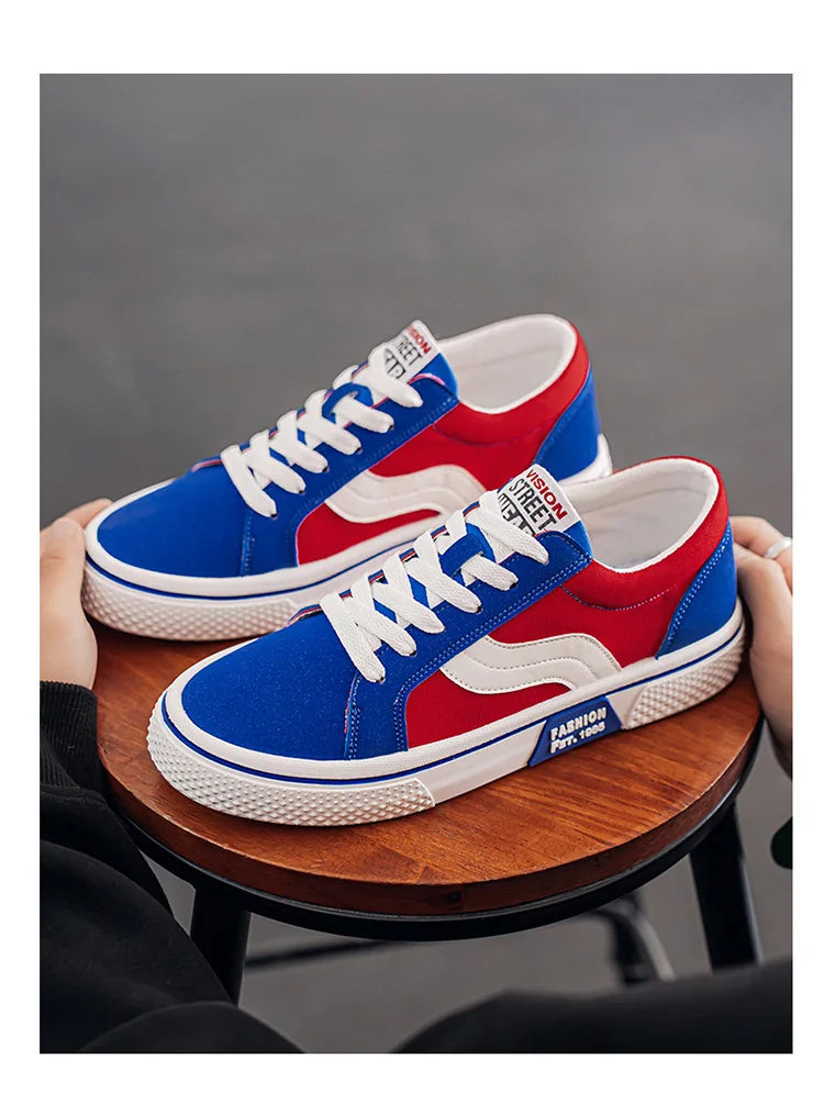 Men's Canvas Skateboard Sneakers - Lace-Up Casual Trainers