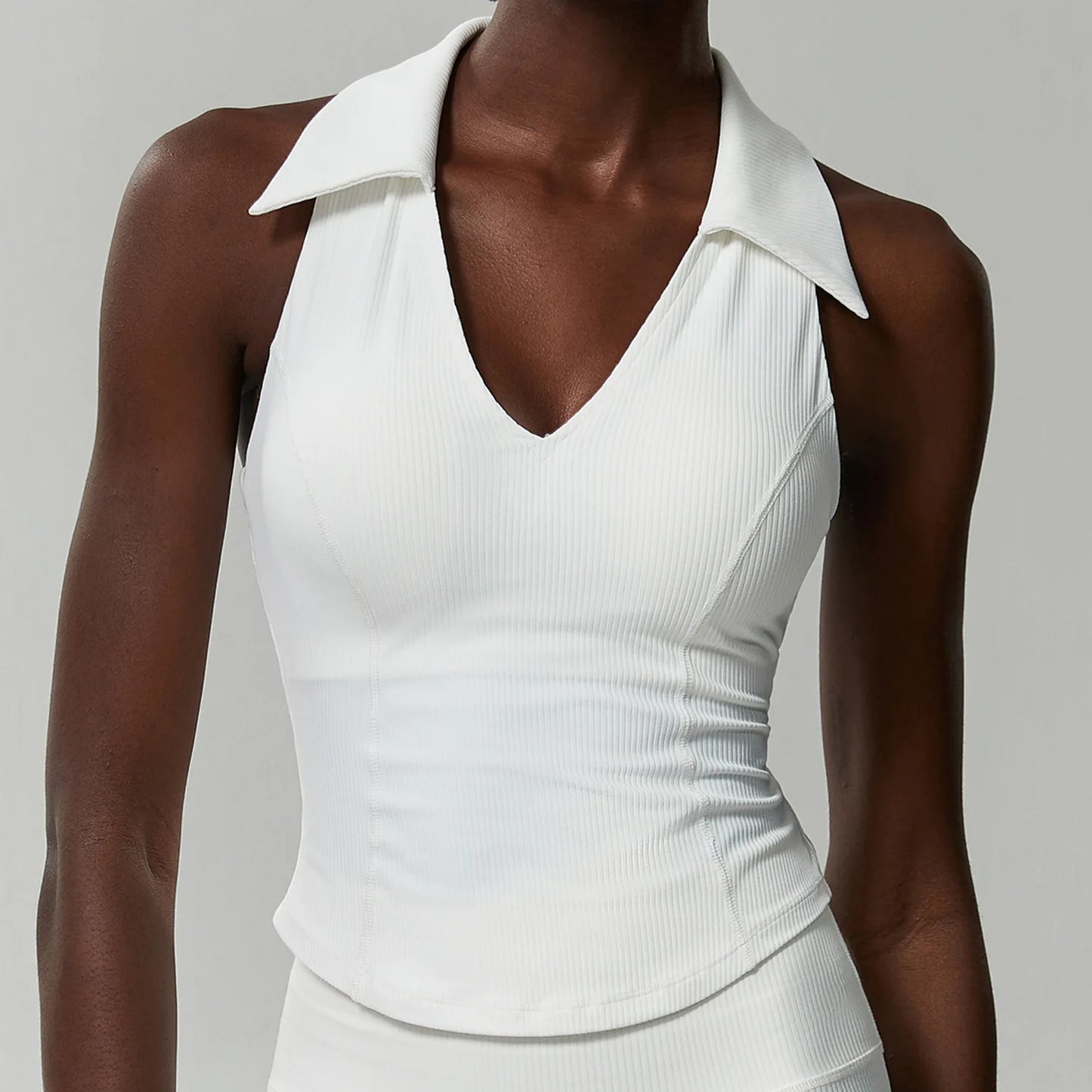 Women's Sleeveless Fitness Yoga Summer Slim Fit V-Neckline Gym Running Top Breathable Quick Dry Sportswear Workout Top
