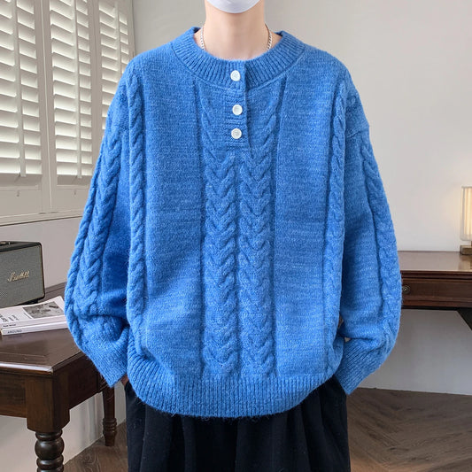 Loose Streetwear O-Neck Long Sleeve Knit Pullover