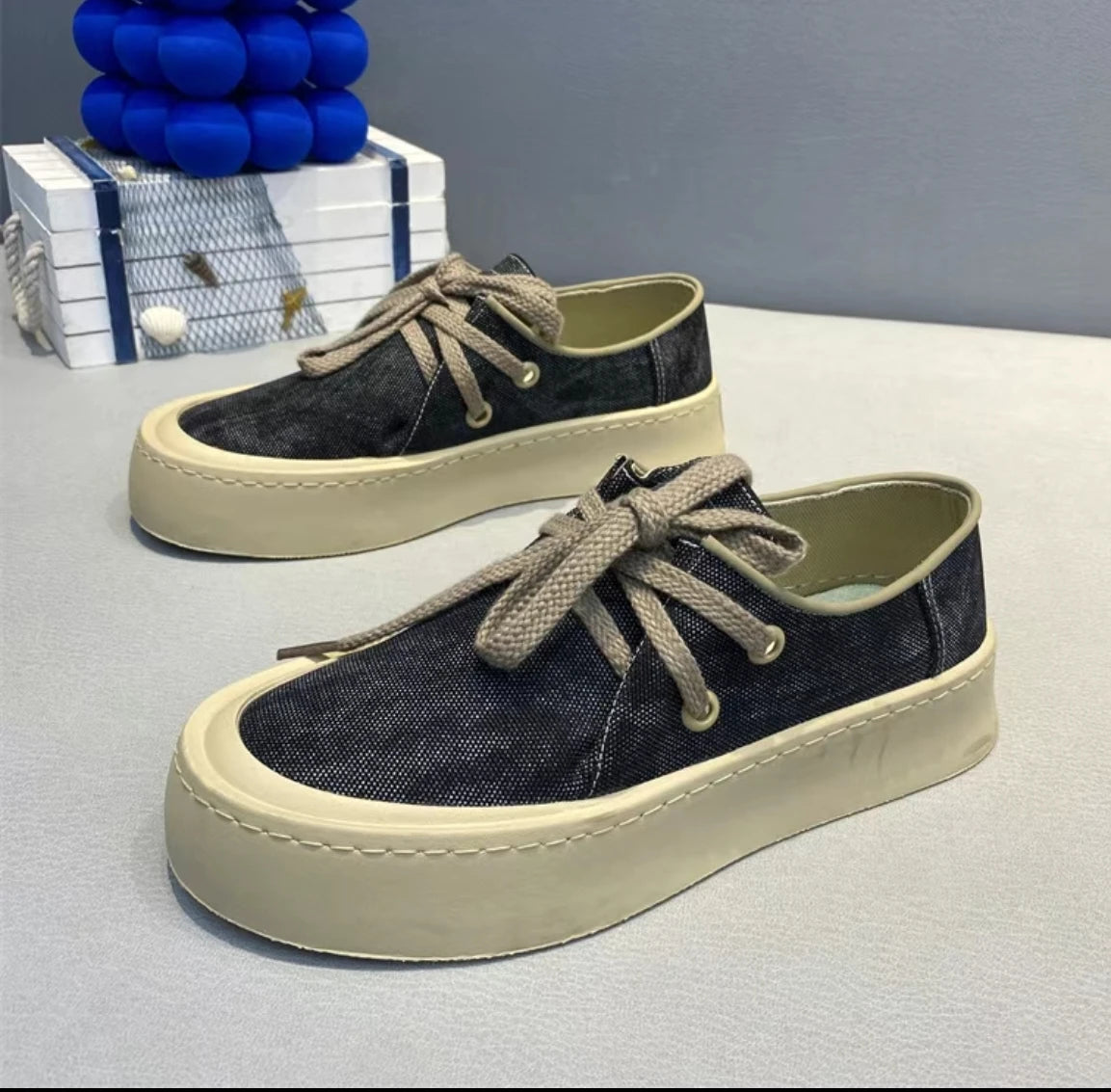 Men's Platform Suede Lace Up Shoes