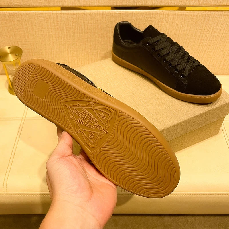 Men's Autumn Leather Casual Shoes - Soft Lace-Up Running Sneakers