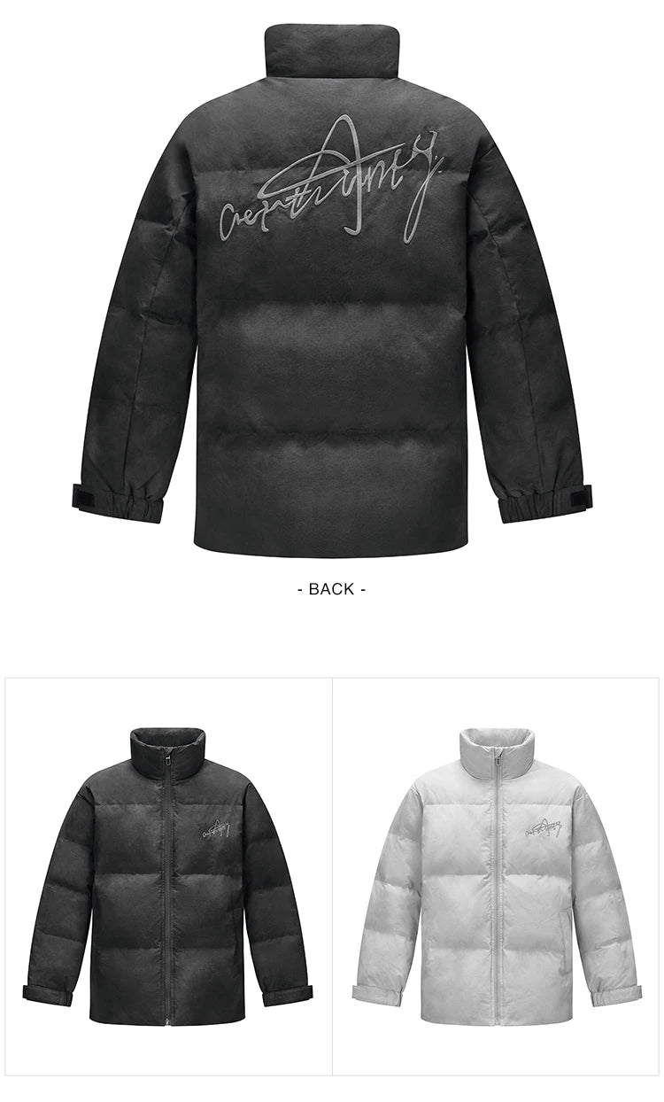 Men's Tie-Dye Down Jacket - Stand Collar Loose Fit Winter Streetwear Coat