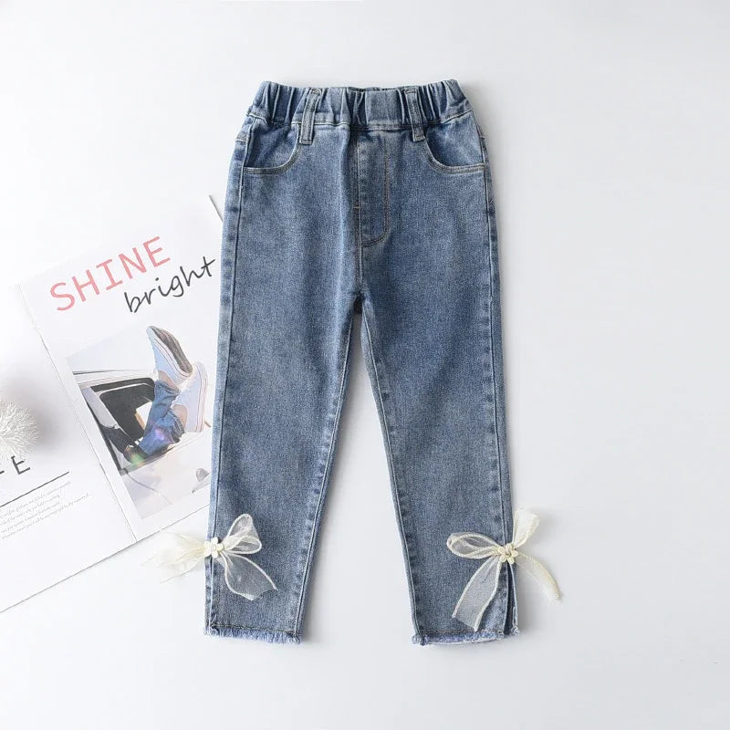 Baby Boy Girl Loose Jeans Style Casual Solid Colour Jeans Spring Autumn Children's Denim Pants