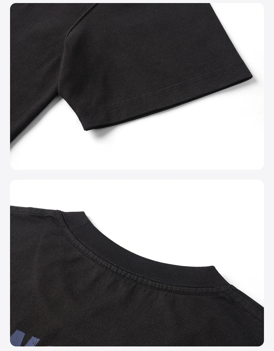 Men's Premium Cotton Vintage Letter Print T-Shirt - Washed Finish Plus Size