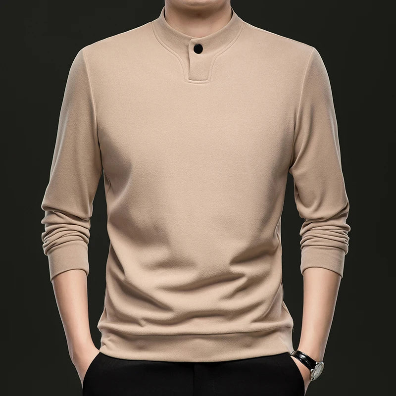 Men's Fleece Sweatshirt O-Neck Slim Fit Casual Hoodie Warm Breathable Pullover