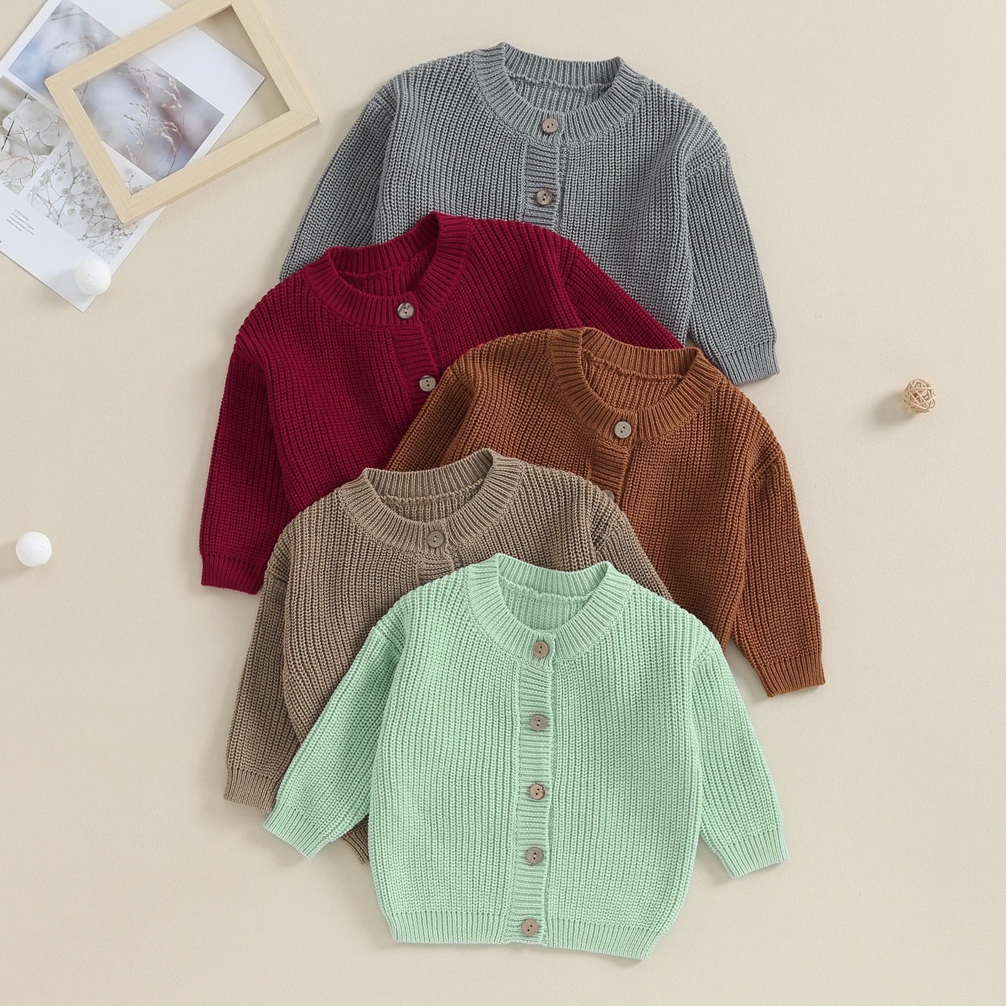 0-24M Baby Girls Boys Knit Sweater - Cardigan Long Sleeve Button Up Knitwear