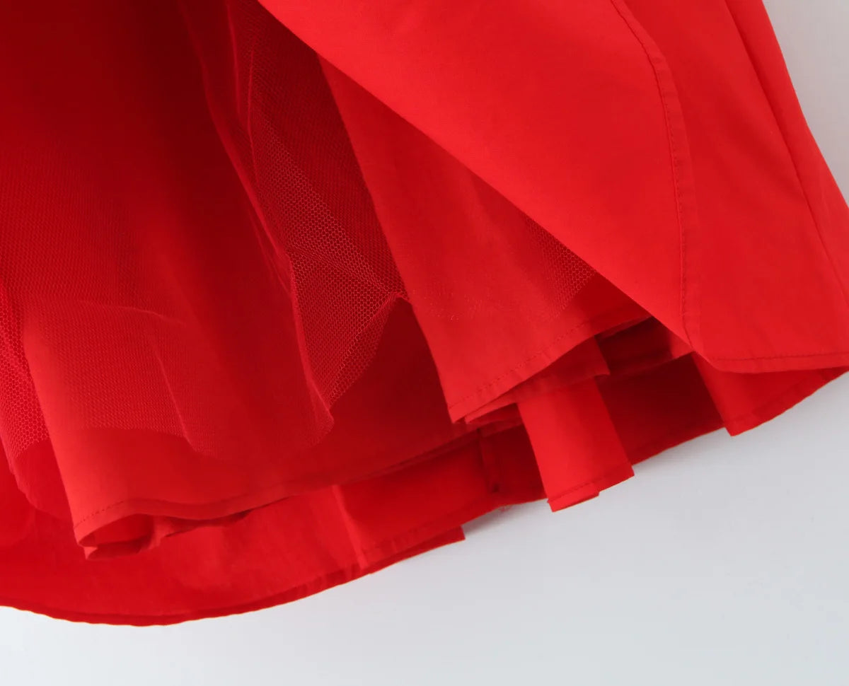 Pleated Hem Red Strapless Mini Dress - Elegant Party & Birthday Dress