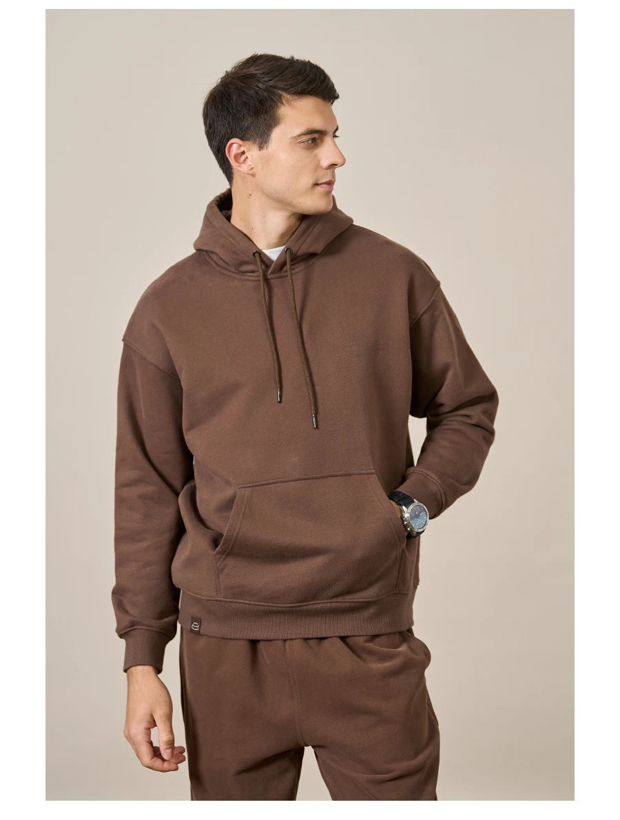 Men 390g Carbonized Compact Spinning Fabric Wardrobe Essentials Sweatshirt Hoodie