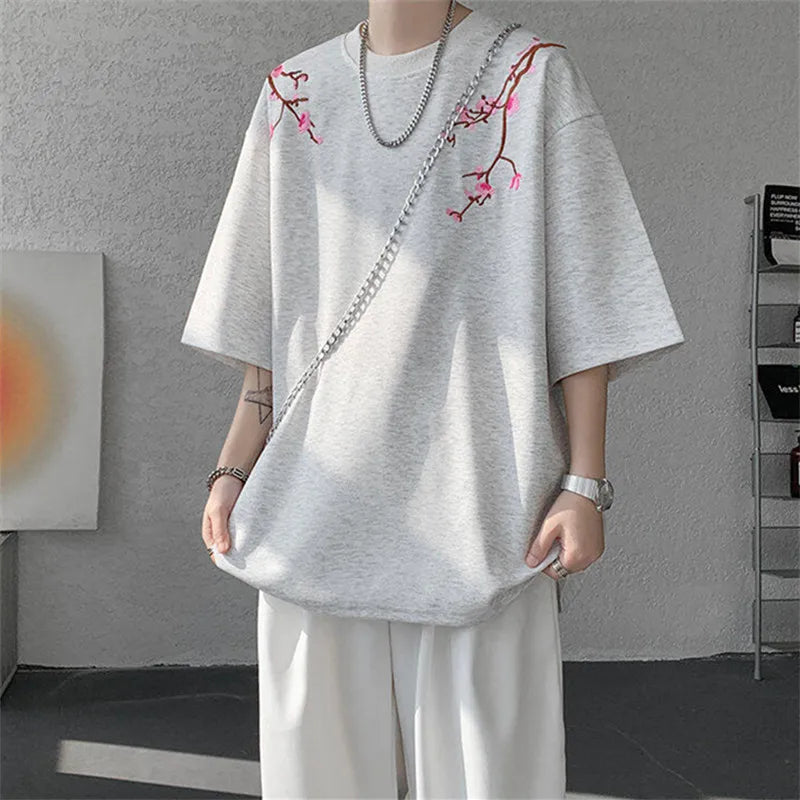 Men's Summer Half Sleeve Print Round -Neck Loose Casual T-Shirt