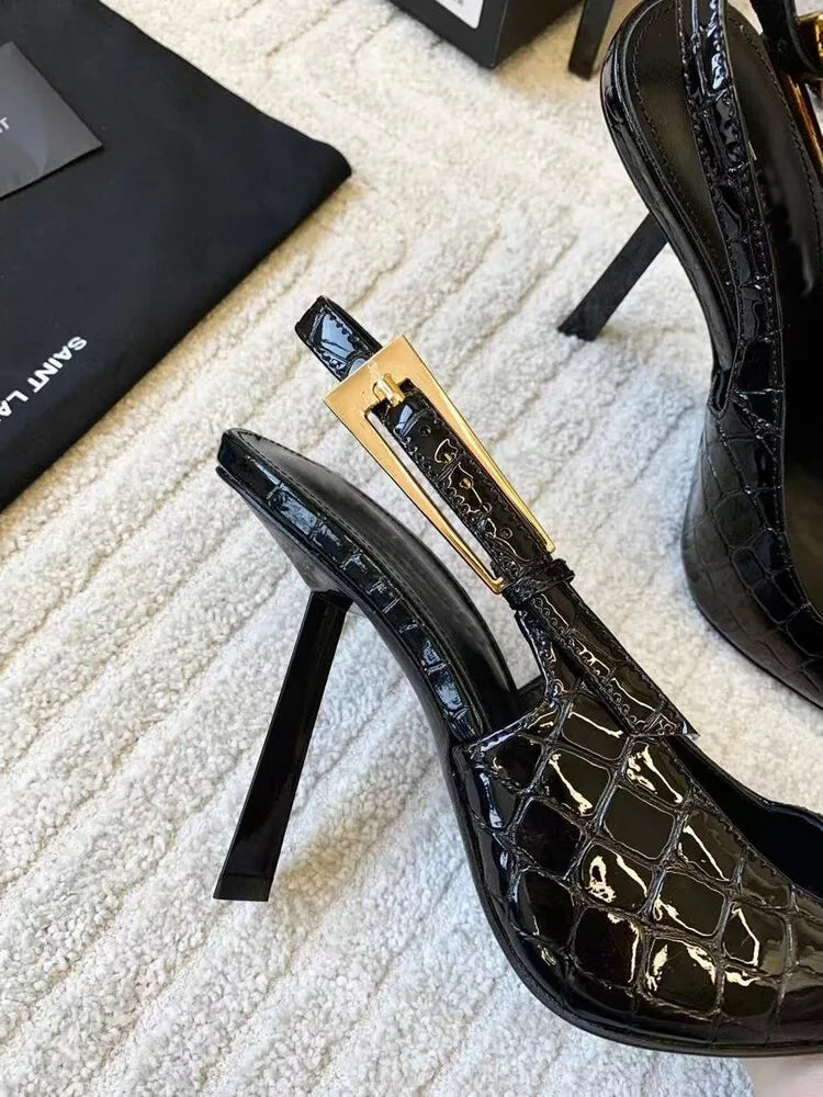 Women's Pointed Stiletto Sandals - One-Line Buckle Strap High Heels