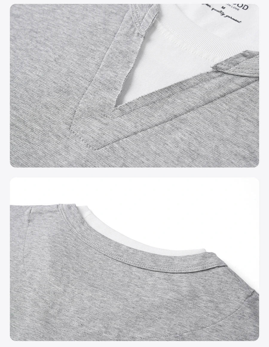 Men's Cool-Feel Sorona Fabric T-Shirt - 210gsm Fake Double Layer Oversize
