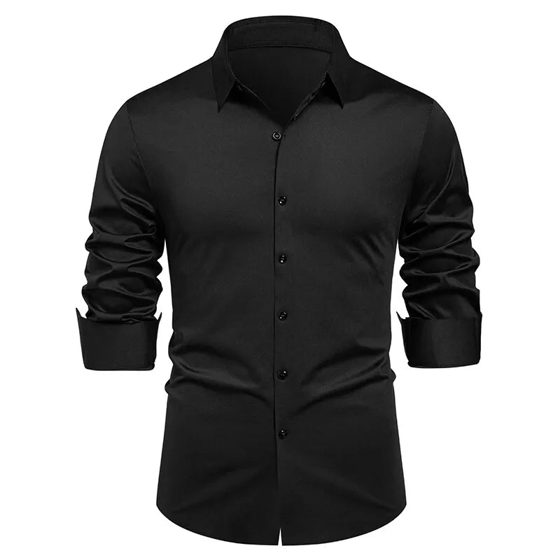 Square Collar Long Sleeve Shirt - Smart Casual Dress Shirt