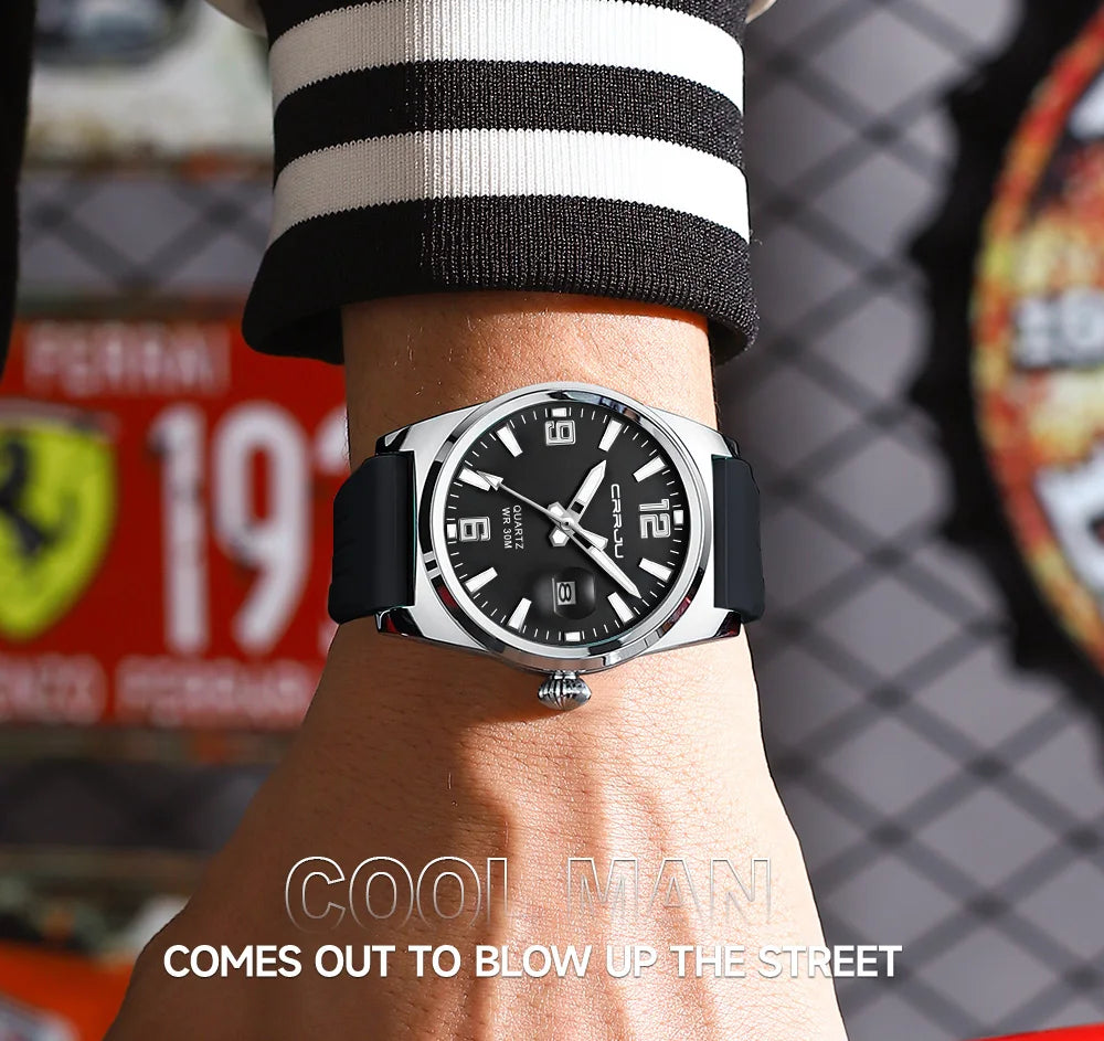 Casual Quartz Wristwatch - Waterproof Sport Watch with Silicone Strap & Luminous Display