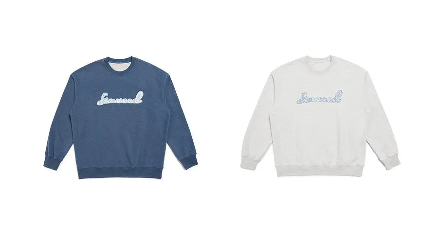 Men's Heavyweight Oversized Letter Embroidery Sweatshirt – 390g Cotton Pullover
