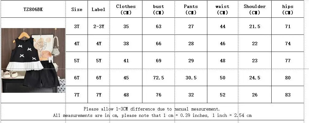 Girl's 3D Bow Round Neck Sleeveless Top and Short 2-Pcs Set