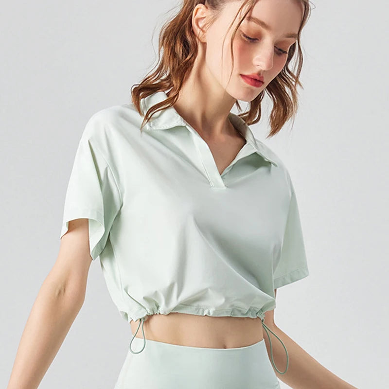 Women's Multi-Sport Athletic T-Shirt - Breathable Crop Top for Yoga & Tennis