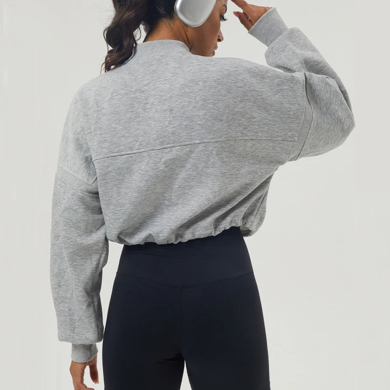 Women's Long Sleeve Loose Half Zipper Gym Breathable Running Top Fitness Workout Jacket