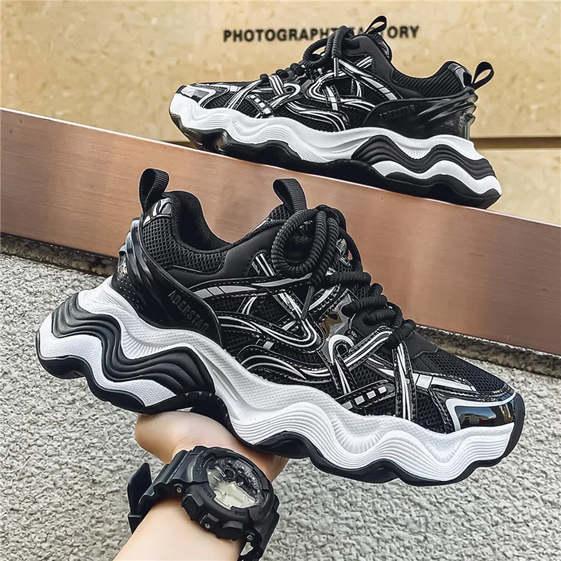 Men's Casual Platform Breathable Sports Shoes Lace Up Sneakers