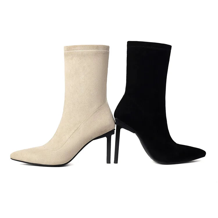 Suede Elastic Ankle Boots