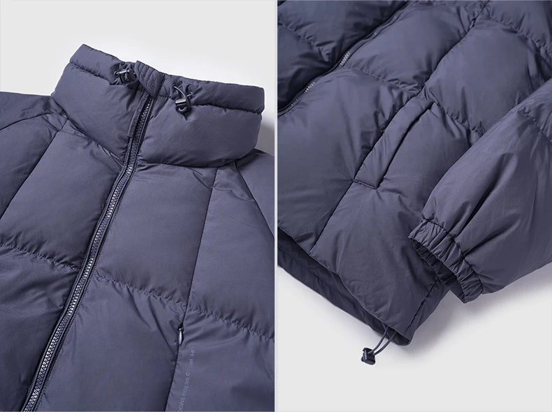 Minimalist Down Jacket Unisex - 90% Down Fill High Collar Winter Outerwear