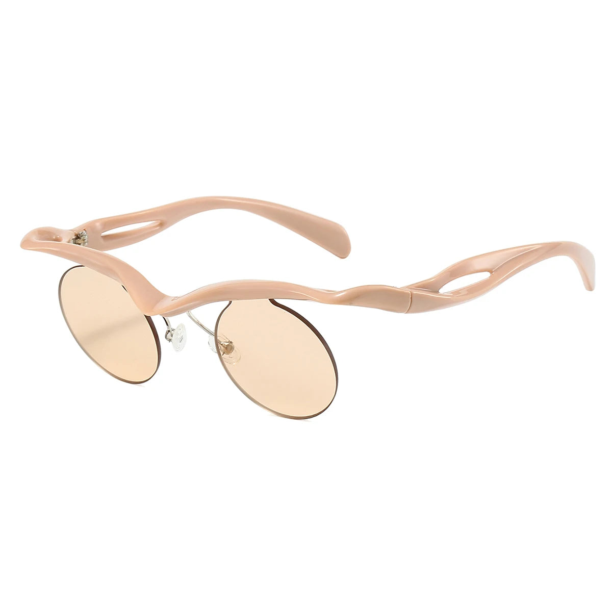 Unisex Irregular Semi-rimless Round Vintage Punk Anti UV Sunglasses