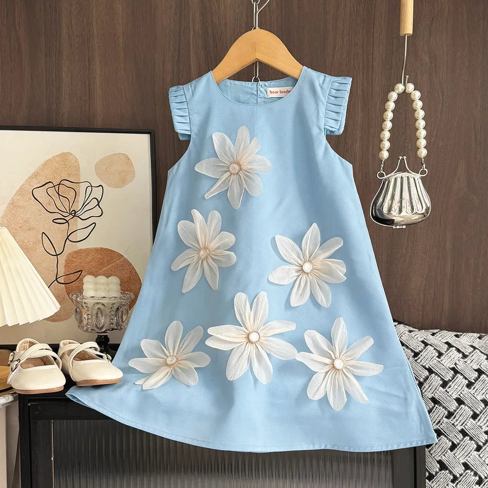 Girl's 3D Flower Princess Dress 2-12 Years