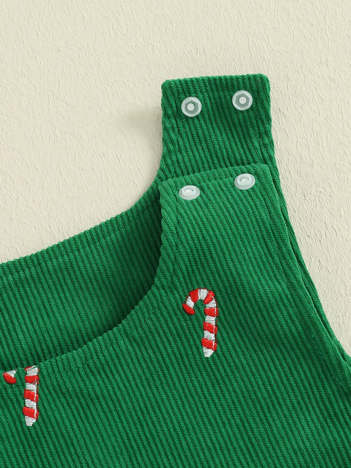 Newborn Baby Boys Christmas Romper - Sleeveless Round Neck Candy Cane Embroidery Jumpsuit