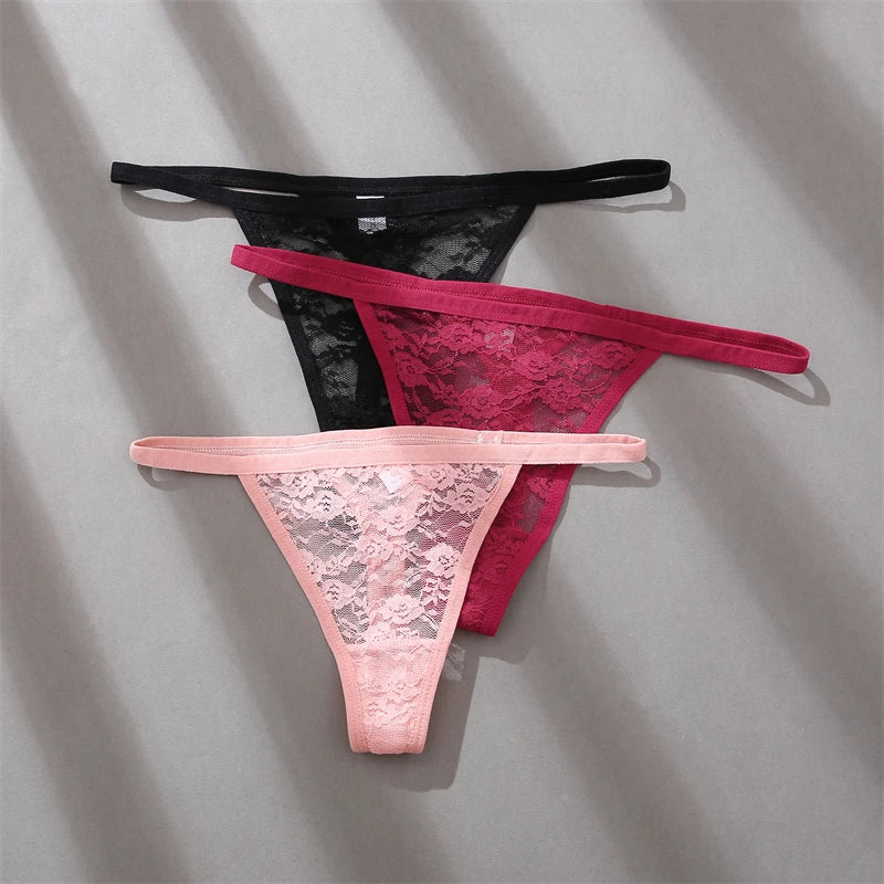 5Pcs Cotton Lace Thongs  Hollow Out Floral Underwear Panties Low Waist G-string Comfortable Lingerie