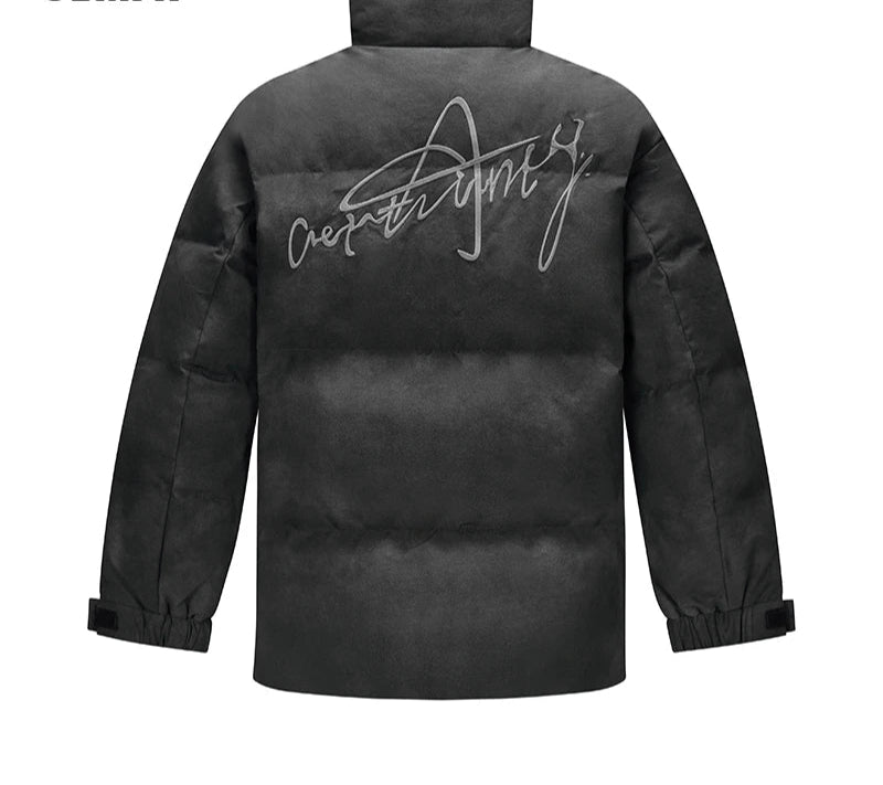 Men's Tie-Dye Down Jacket - Stand Collar Loose Fit Winter Streetwear Coat