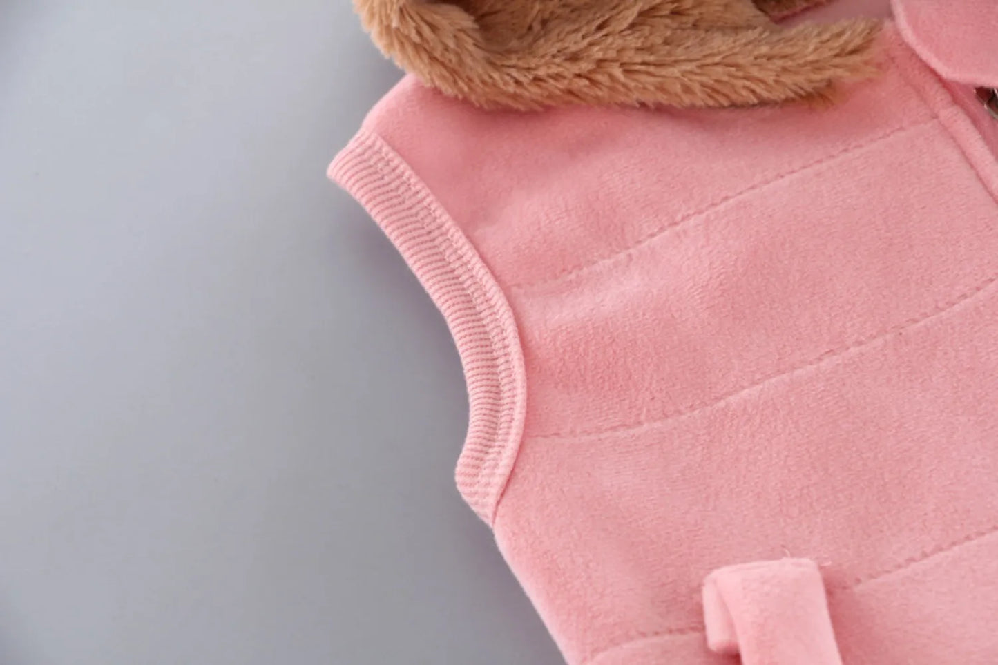 Children's Plush Warm Sports Three piece Set Little Bear Hooded Set Vest Long sleeved Sweater Set