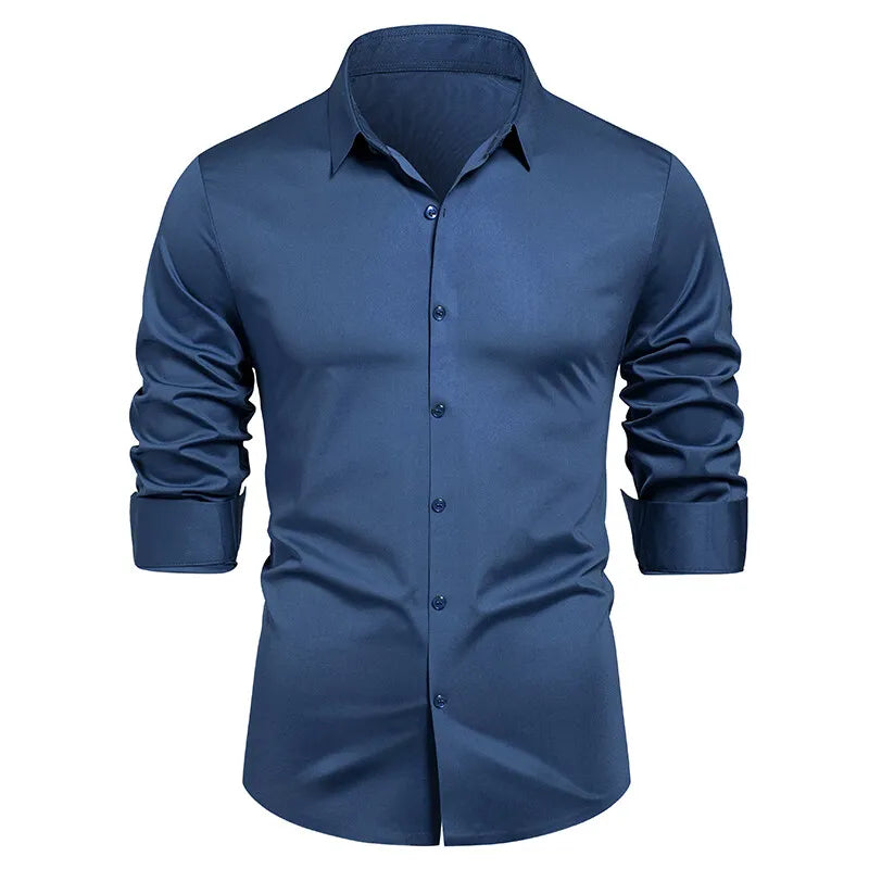 Square Collar Long Sleeve Shirt - Smart Casual Dress Shirt