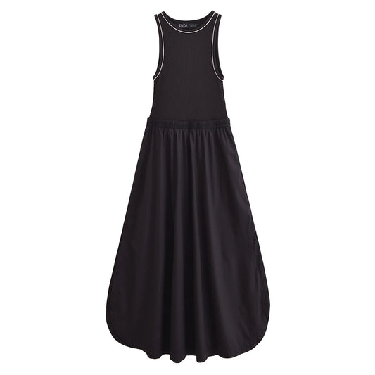Women's  Slim Fit Splicing Round Neck Medium Length Sleeveless Dress