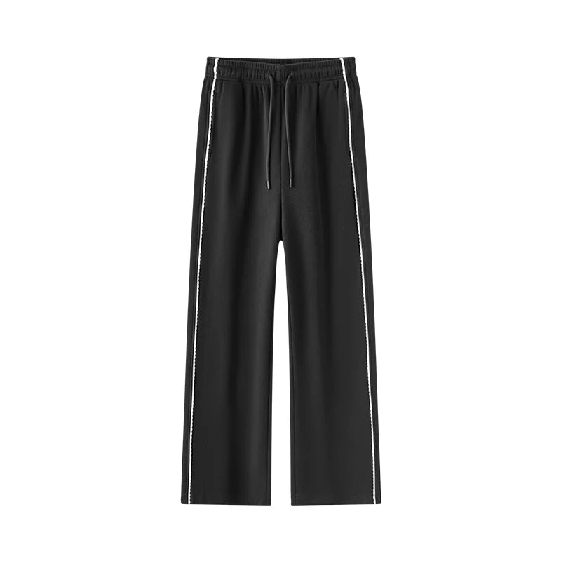 Wide Leg Fleece Lined Lace Trim Elegant High Waist Casual Trousers