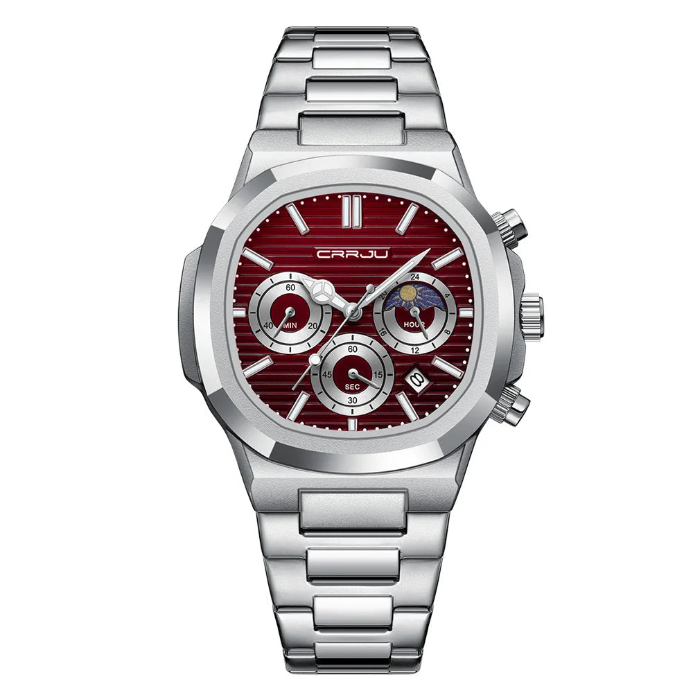 Men's Waterproof Pilot Chronograph Watch - Luminous Stainless Steel Timepiece