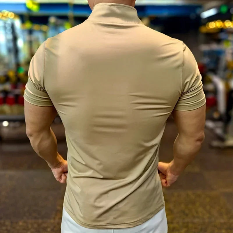 Men's Running Short Sleeve Fitness Muscle Fit Gym Jogging Sports Tennis Elastic Breathable T-Shirt