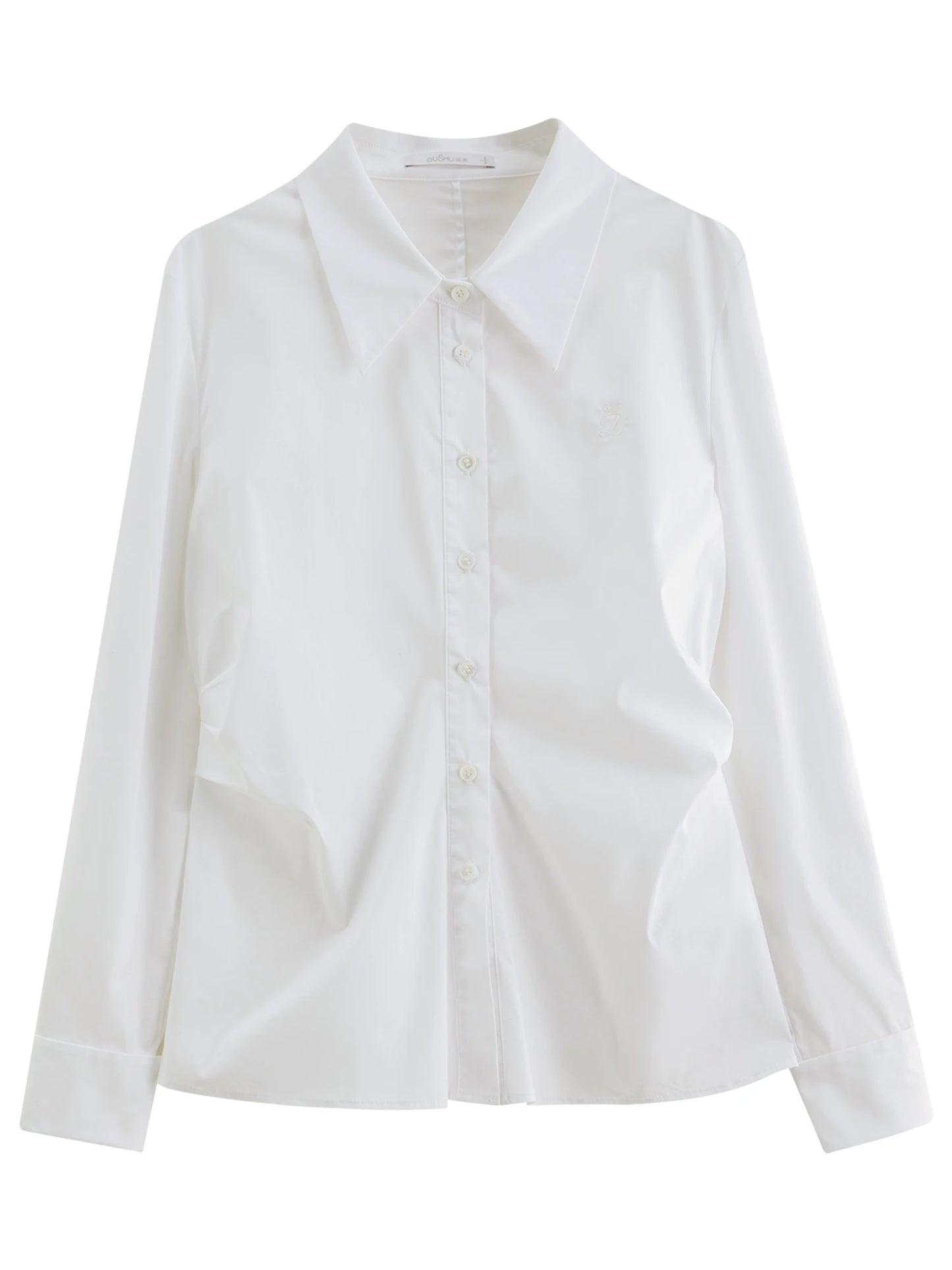 Pleated Tie-Waist Shirt & A-Line Skirt Suit - Tricolour Two-Piece