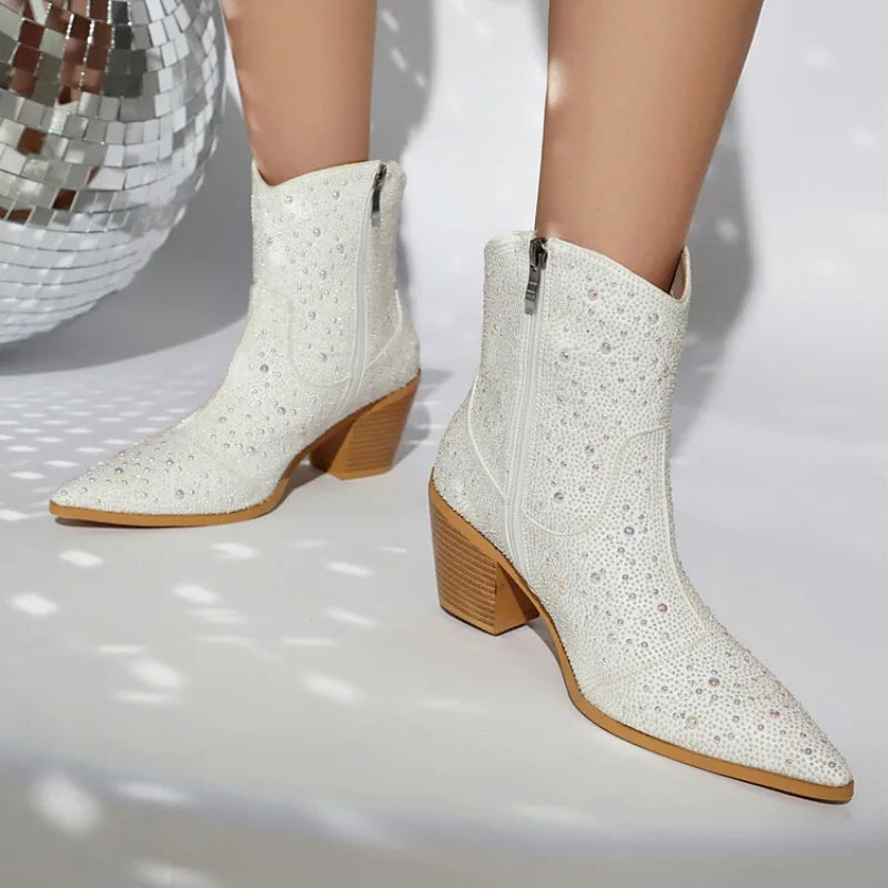 Pearl Pointed Toe Ankle Boots
