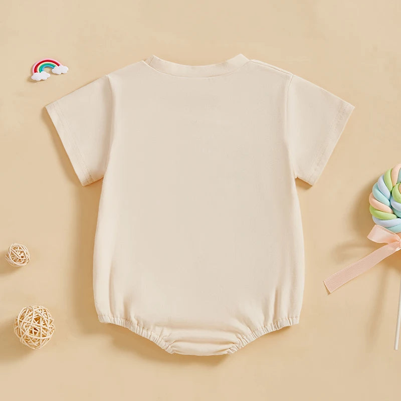 0-18M Baby Boys Rompers Birthday Letter Airplane Print Short Sleeve Summer Bodysuits Jumpsuits Babygrow