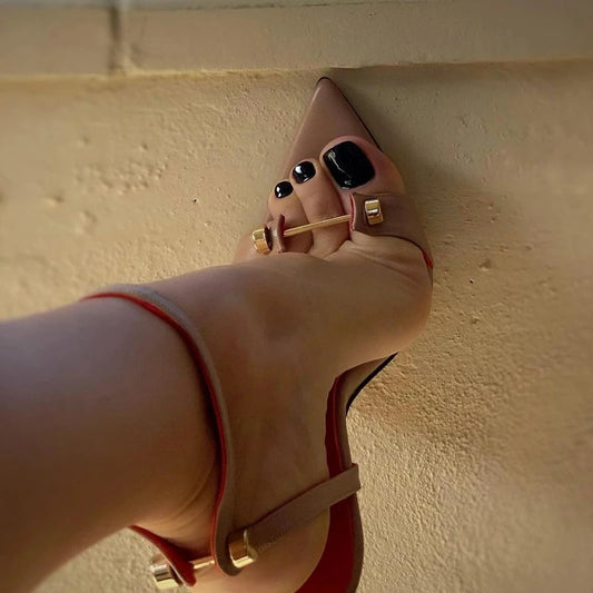 Women's Metal Strap High Heel Sandals - Pointed Open Toe Stilettos