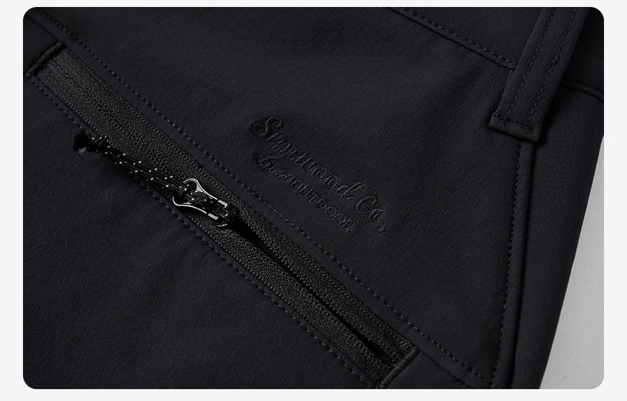 Men's Regular Straight Nylon Elastic Fabric Fleece Liner  Trousers