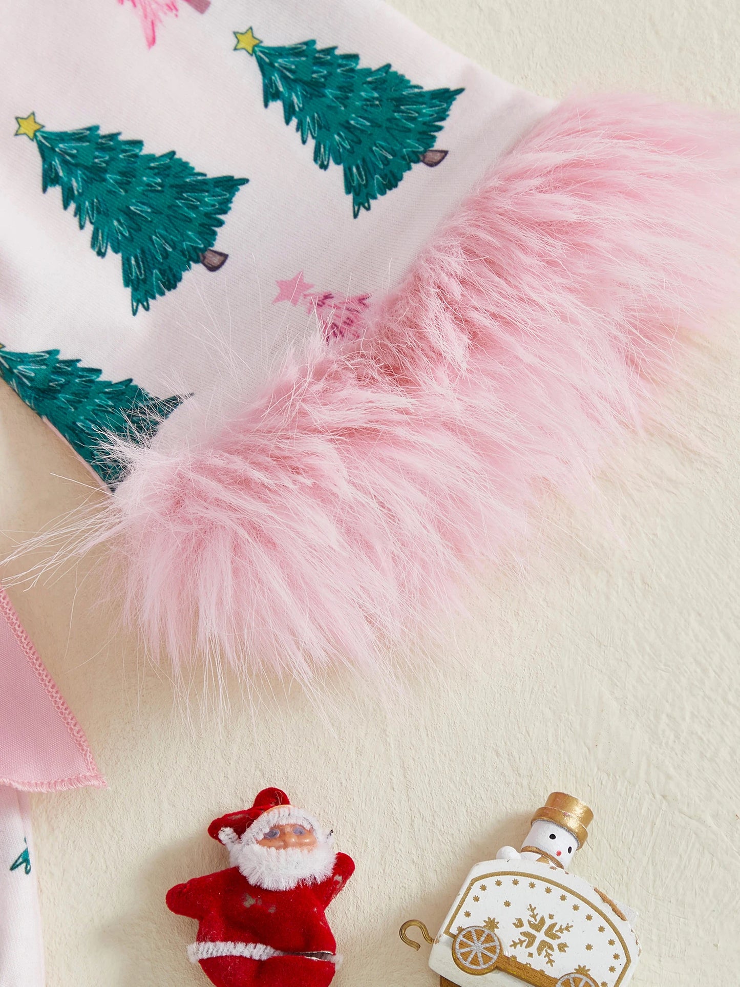 Baby Girls' Christmas Tree Print Romper - Festive Long Sleeve Jumpsuit